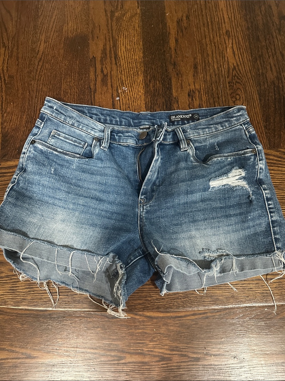 Blank NYC Women's Washed Blue Distressed Denim Shorts